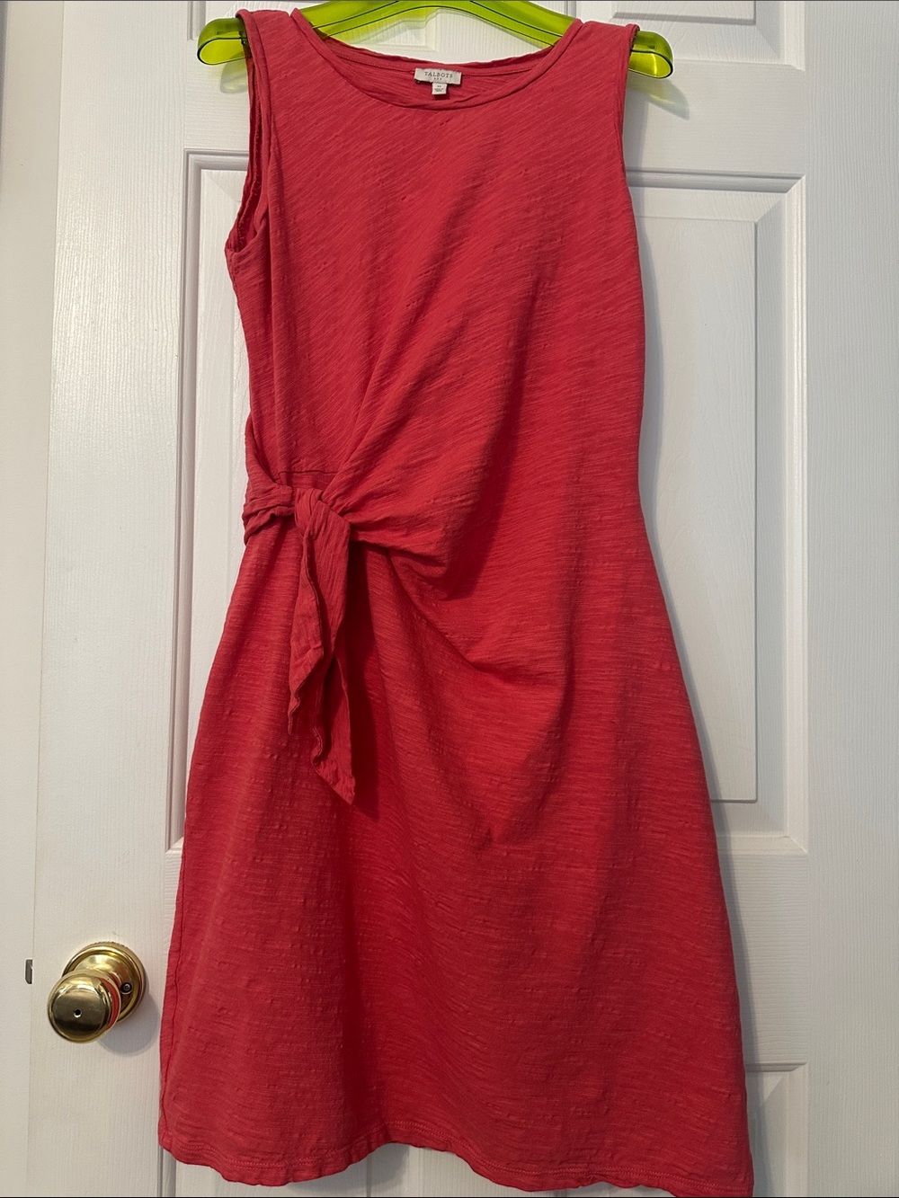 Talbots Coral-Red Sleeveless Tie-Waist Midi Dress